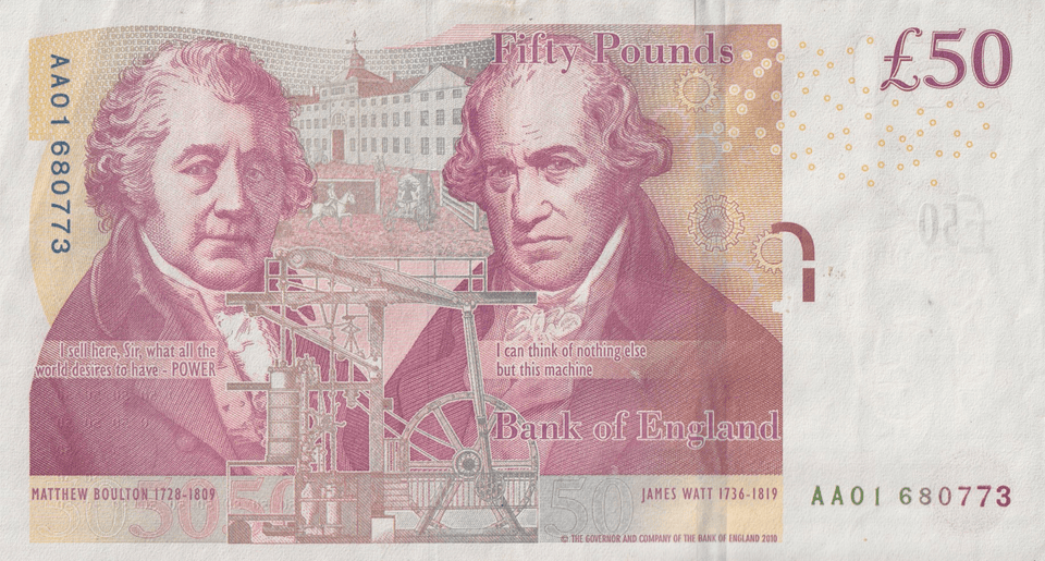 FIFTY POUNDS BANKNOTE SALMON AA01 REF £50-24 ( EF ) - £50 - Cambridgeshire Coins