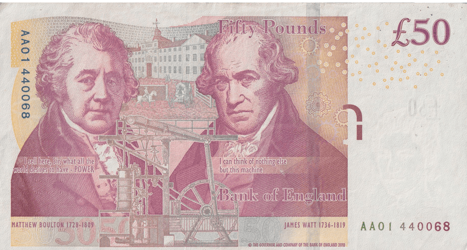 FIFTY POUNDS BANKNOTE SALMON AA01 REF £50-25 ( AUNC ) - £50 - Cambridgeshire Coins