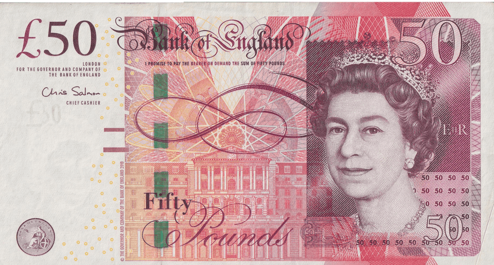 FIFTY POUNDS BANKNOTE SALMON AA01 REF £50-25 ( AUNC ) - £50 - Cambridgeshire Coins