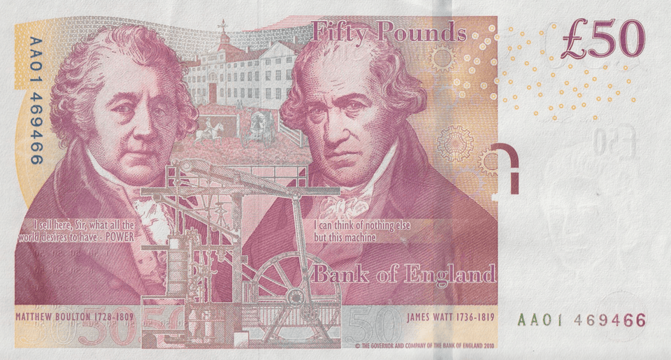 FIFTY POUNDS BANKNOTE SALMON AA01 REF £50-27 ( UNC ) - £50 - Cambridgeshire Coins