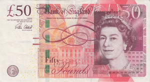 FIFTY POUNDS BANKNOTE VICTORIA CLELAND REF £50 - 8 - £50 Banknotes - Cambridgeshire Coins