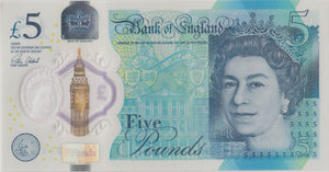 FIVE POUNDS BANKNOTE CLELAND REF £5 - 123 - £5 BANKNOTES - Cambridgeshire Coins