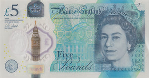 FIVE POUNDS BANKNOTE CLELAND REF £5 - 124 - £5 BANKNOTES - Cambridgeshire Coins