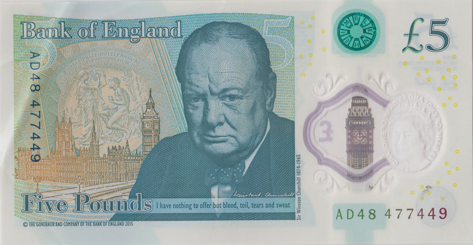 FIVE POUNDS BANKNOTE CLELAND REF £5 - 124 - £5 BANKNOTES - Cambridgeshire Coins