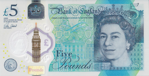 FIVE POUNDS BANKNOTE CLELAND REF £5 - 154 - £5 BANKNOTES - Cambridgeshire Coins