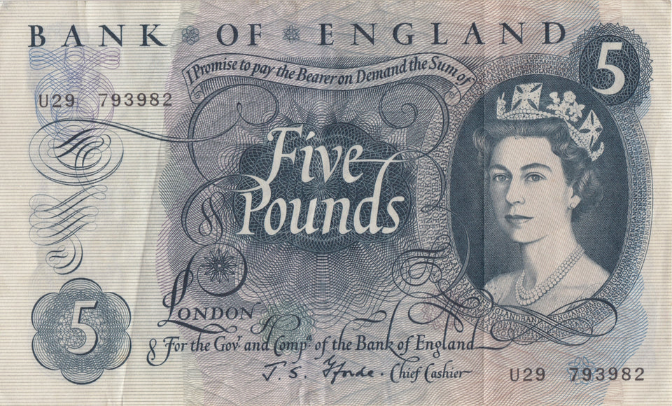 FIVE POUNDS BANKNOTE FFORDE £5 - 44 - £5 BANKNOTES - Cambridgeshire Coins