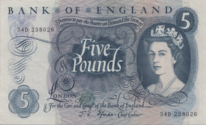 FIVE POUNDS BANKNOTE FFORDE £5-5 - £5 BANKNOTES - Cambridgeshire Coins