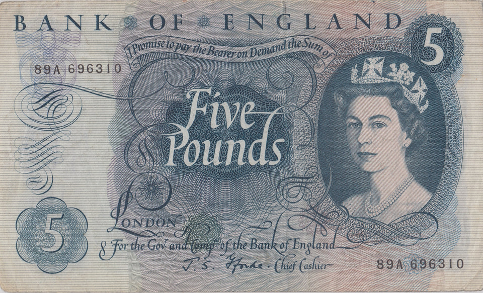 FIVE POUNDS BANKNOTE FFORDE REF £5 - 126 - £5 BANKNOTES - Cambridgeshire Coins