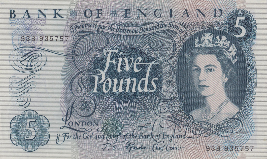 FIVE POUNDS BANKNOTE FFORDE REF £5 - 127 - £5 BANKNOTES - Cambridgeshire Coins