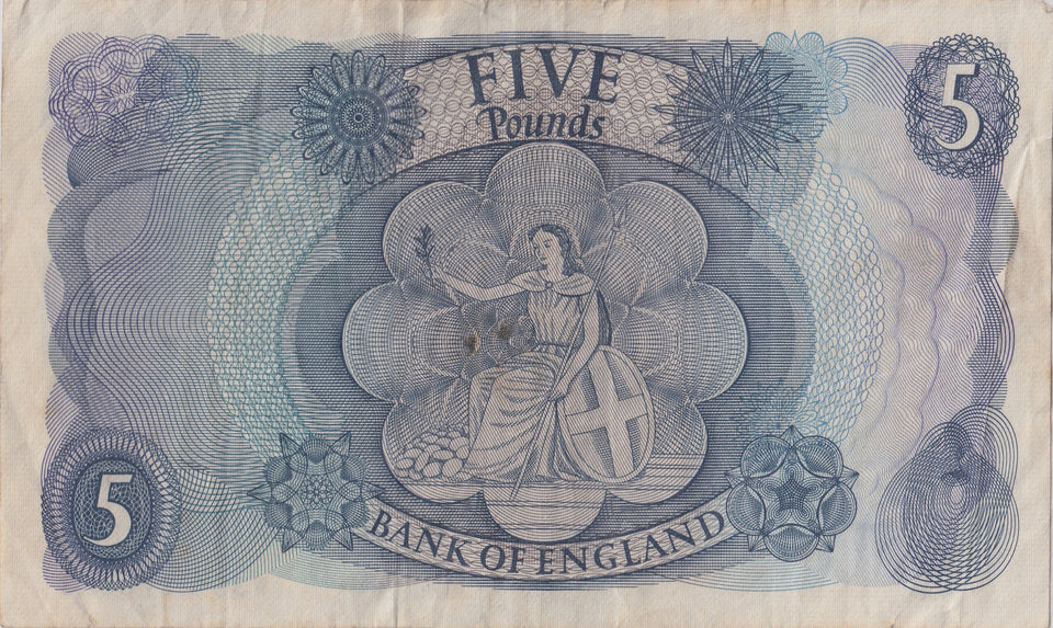 FIVE POUNDS BANKNOTE FFORDE REF £5 - 128 - £5 BANKNOTES - Cambridgeshire Coins