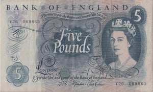 FIVE POUNDS BANKNOTE FFORDE REF £5 - 129 - £5 BANKNOTES - Cambridgeshire Coins