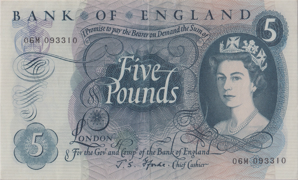 FIVE POUNDS BANKNOTE FFORDE REF £5 - 130 - £5 BANKNOTES - Cambridgeshire Coins