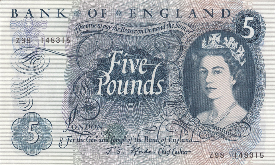 FIVE POUNDS BANKNOTE FFORDE REF £5 - 90 - £5 BANKNOTES - Cambridgeshire Coins