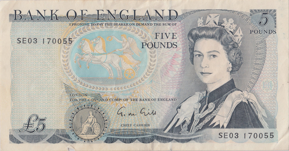 FIVE POUNDS BANKNOTE GILL REF £5 - 119 - £5 BANKNOTES - Cambridgeshire Coins