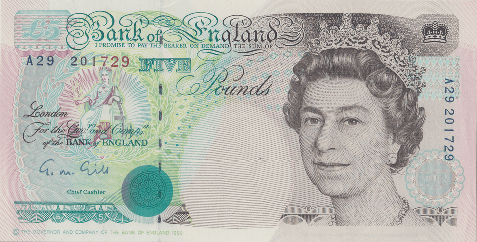 FIVE POUNDS BANKNOTE GILL REF £5 - 151 - £5 BANKNOTES - Cambridgeshire Coins