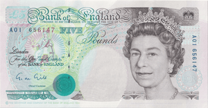 FIVE POUNDS BANKNOTE GILL REF £5 - 155 - £5 BANKNOTES - Cambridgeshire Coins
