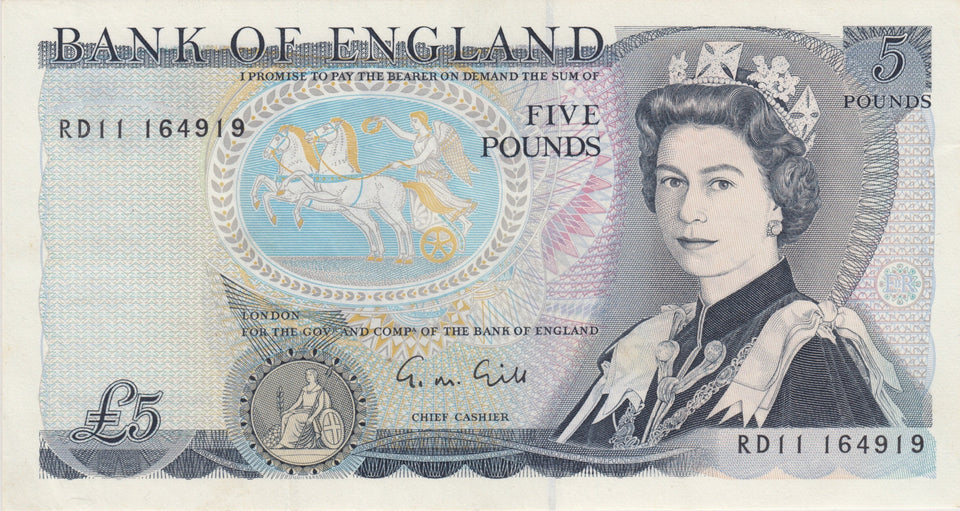 FIVE POUNDS BANKNOTE GILLE REF £5-11 - £5 BANKNOTES - Cambridgeshire Coins