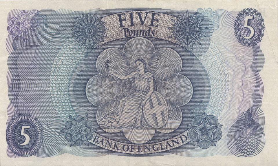 FIVE POUNDS BANKNOTE HOLLOM REF £5 - 116 - £5 BANKNOTES - Cambridgeshire Coins