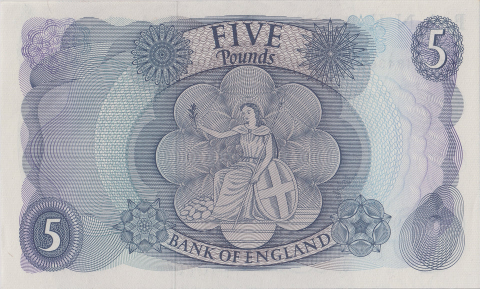 FIVE POUNDS BANKNOTE HOLLOM REF £5 - 133 - £5 BANKNOTES - Cambridgeshire Coins