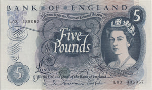 FIVE POUNDS BANKNOTE HOLLOM REF £5 - 84 - £5 BANKNOTES - Cambridgeshire Coins