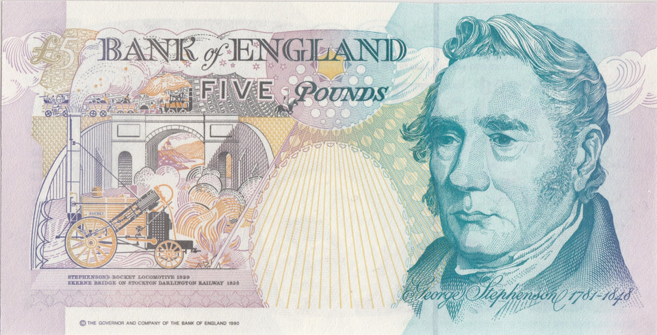 FIVE POUNDS BANKNOTE KENTFIELD REF £5 - 107 - £5 BANKNOTES - Cambridgeshire Coins