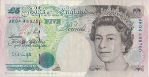 FIVE POUNDS BANKNOTE KENTFIELD REF £5 - 109 - £5 BANKNOTES - Cambridgeshire Coins