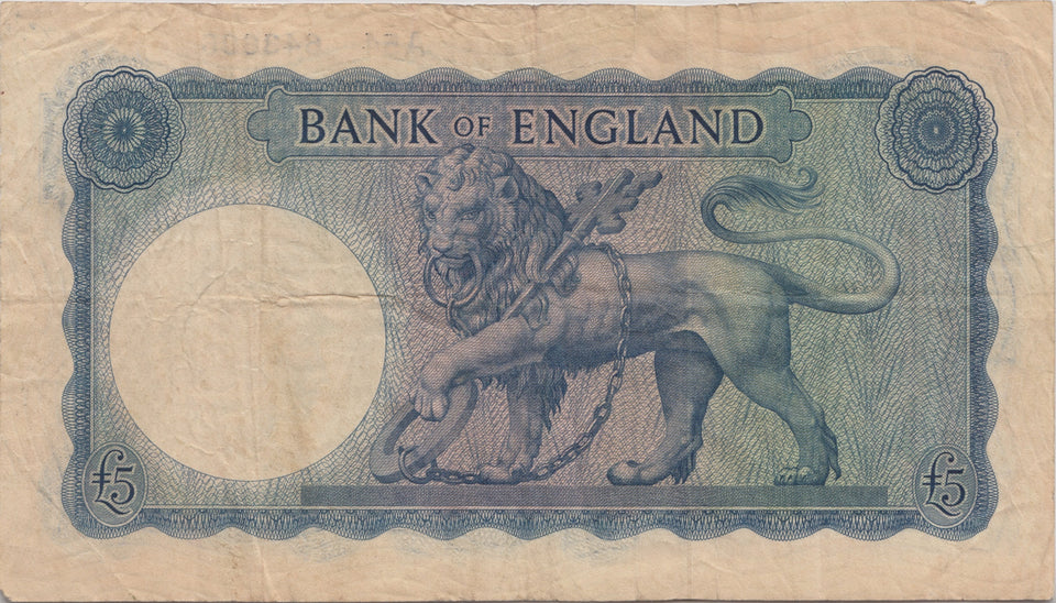 FIVE POUNDS BANKNOTE O'BRIEN REF £5 - 117 - £5 BANKNOTES - Cambridgeshire Coins