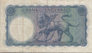 FIVE POUNDS BANKNOTE O'BRIEN REF £5 - 118 - £5 BANKNOTES - Cambridgeshire Coins