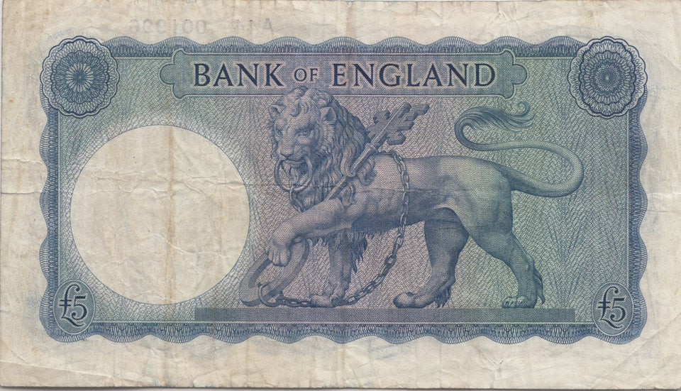 FIVE POUNDS BANKNOTE O'BRIEN REF £5 - 118 - £5 BANKNOTES - Cambridgeshire Coins