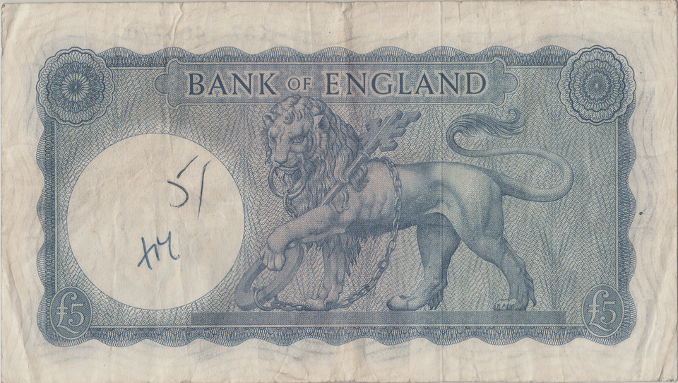 FIVE POUNDS BANKNOTE O'BRIEN REF £5 - 135 - £5 BANKNOTES - Cambridgeshire Coins