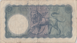 FIVE POUNDS BANKNOTE O'BRIEN REF £5 - 136 - £5 BANKNOTES - Cambridgeshire Coins