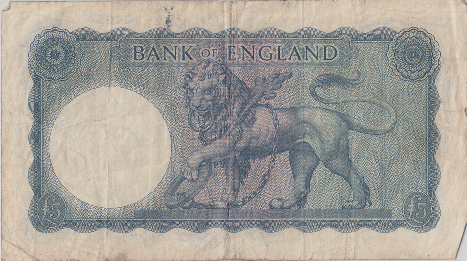 FIVE POUNDS BANKNOTE O'BRIEN REF £5 - 136 - £5 BANKNOTES - Cambridgeshire Coins