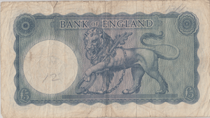 FIVE POUNDS BANKNOTE O'BRIEN REF £5 - 137 - £5 BANKNOTES - Cambridgeshire Coins