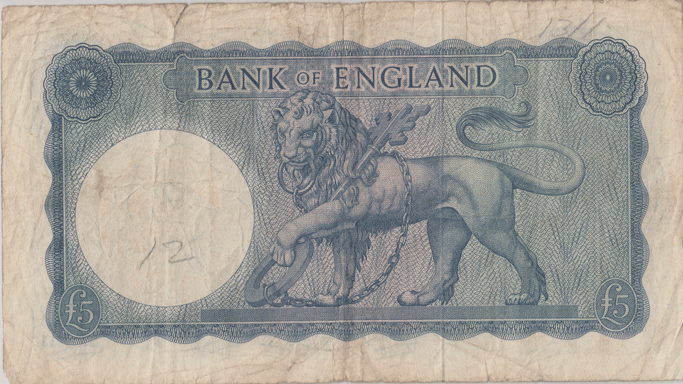 FIVE POUNDS BANKNOTE O'BRIEN REF £5 - 137 - £5 BANKNOTES - Cambridgeshire Coins