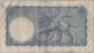 FIVE POUNDS BANKNOTE O'BRIEN REF £5 - 138 - £5 BANKNOTES - Cambridgeshire Coins