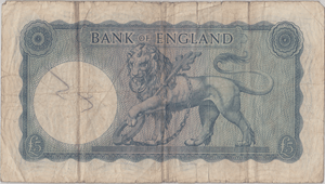 FIVE POUNDS BANKNOTE O'BRIEN REF £5 - 140 - £5 BANKNOTES - Cambridgeshire Coins