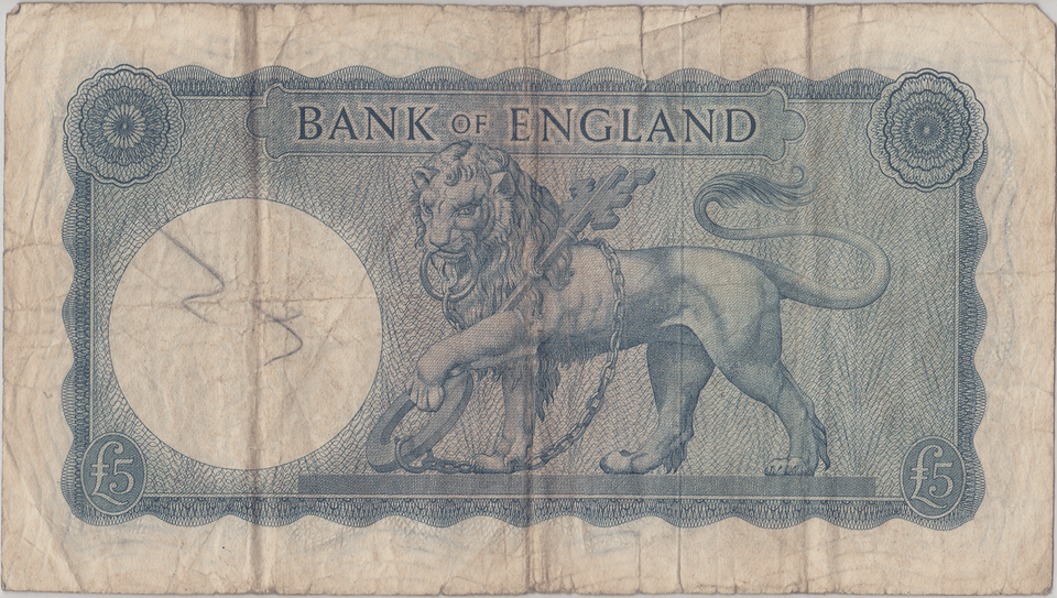 FIVE POUNDS BANKNOTE O'BRIEN REF £5 - 140 - £5 BANKNOTES - Cambridgeshire Coins