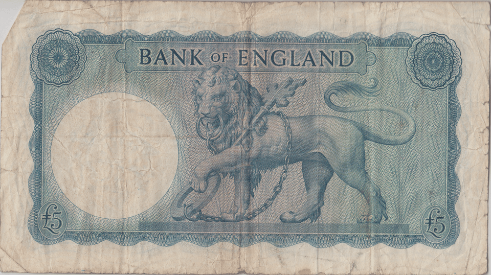 FIVE POUNDS BANKNOTE O'BRIEN REF £5 - 141 - £5 BANKNOTES - Cambridgeshire Coins