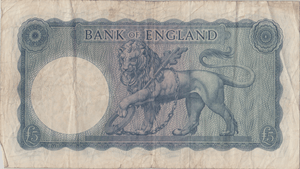FIVE POUNDS BANKNOTE O'BRIEN REF £5 - 144 - £5 BANKNOTES - Cambridgeshire Coins