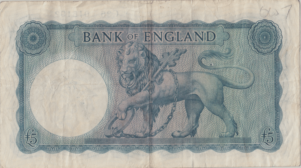 FIVE POUNDS BANKNOTE O'BRIEN REF £5 - 145 - £5 BANKNOTES - Cambridgeshire Coins