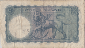 FIVE POUNDS BANKNOTE O'BRIEN REF £5 - 146 - £5 BANKNOTES - Cambridgeshire Coins