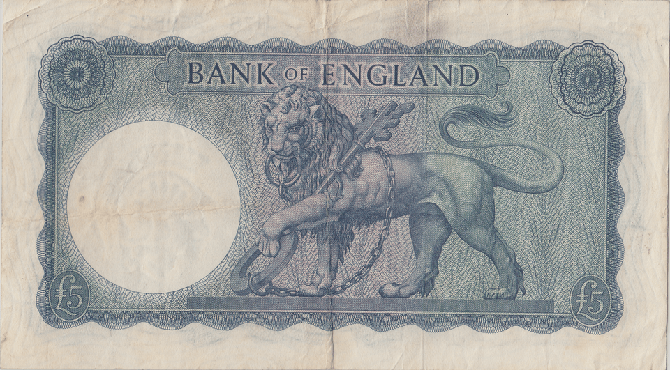 FIVE POUNDS BANKNOTE O'BRIEN REF £5 - 147 - £5 BANKNOTES - Cambridgeshire Coins