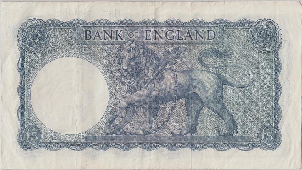 FIVE POUNDS BANKNOTE O'BRIEN REF £5 - 149 - £5 BANKNOTES - Cambridgeshire Coins
