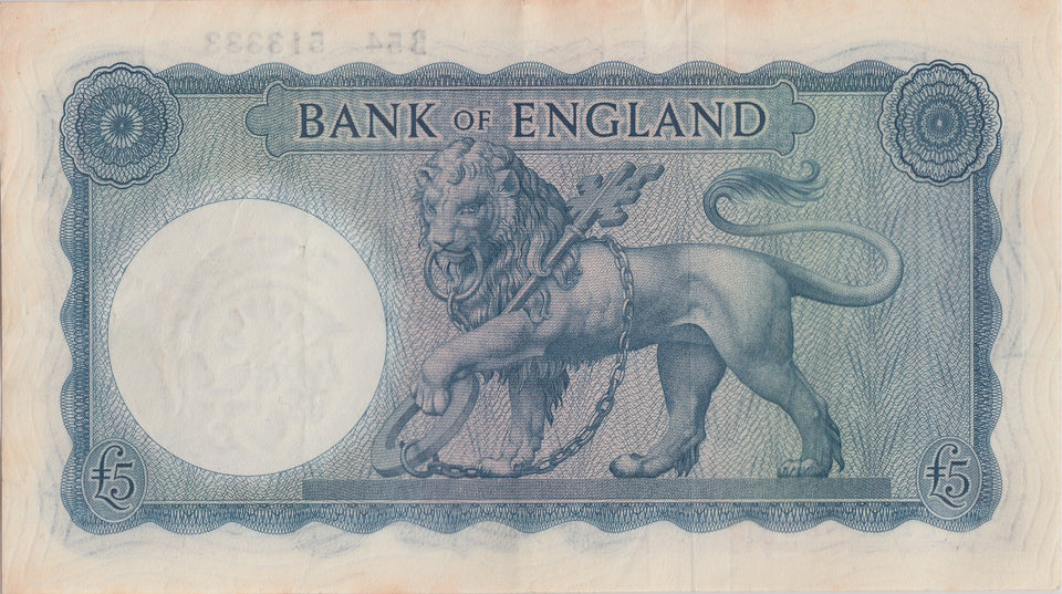 FIVE POUNDS BANKNOTE O'BRIEN REF £5 - 21 - £5 BANKNOTES - Cambridgeshire Coins