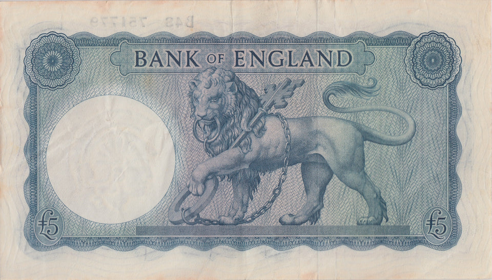 FIVE POUNDS BANKNOTE O'BRIEN REF £5 - 3 - £5 BANKNOTES - Cambridgeshire Coins