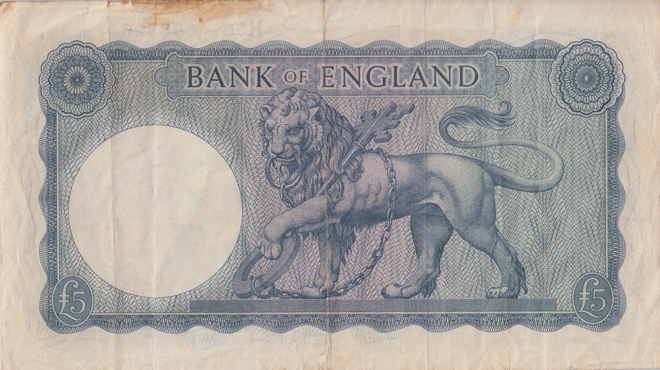 FIVE POUNDS BANKNOTE O'BRIEN REF £5 - 36 - £5 BANKNOTES - Cambridgeshire Coins