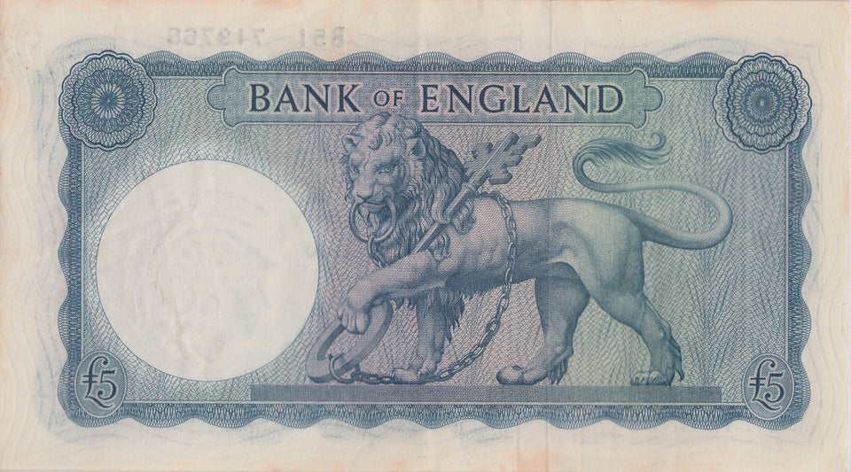 FIVE POUNDS BANKNOTE O'BRIEN REF £5 - 4 - £5 BANKNOTES - Cambridgeshire Coins