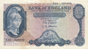 FIVE POUNDS BANKNOTE O'BRIEN REF £5 - 6 - £5 BANKNOTES - Cambridgeshire Coins