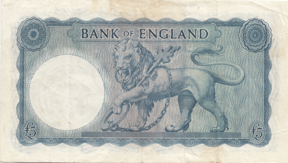 FIVE POUNDS BANKNOTE O'BRIEN REF £5 - 6 - £5 BANKNOTES - Cambridgeshire Coins