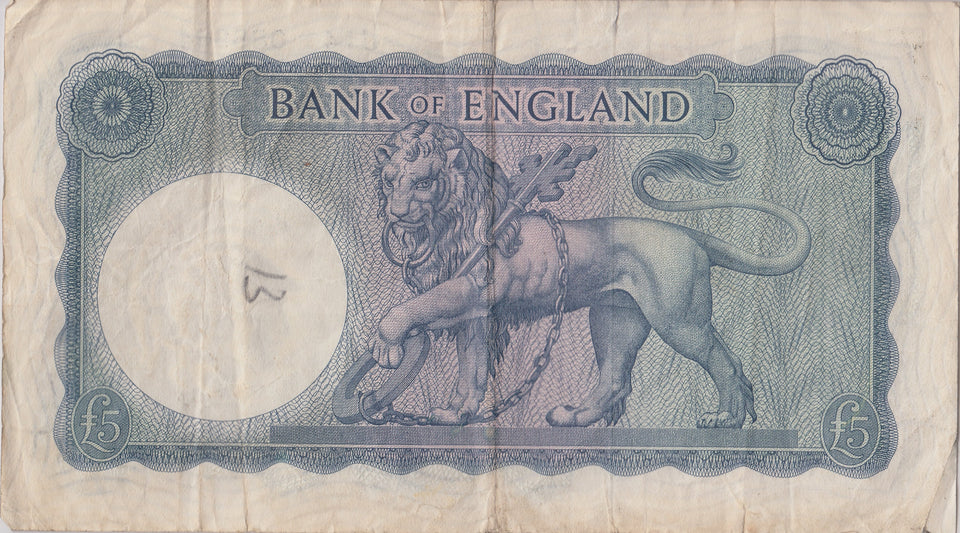 FIVE POUNDS BANKNOTE O'BRIEN REF £5 - 89 - £5 BANKNOTES - Cambridgeshire Coins